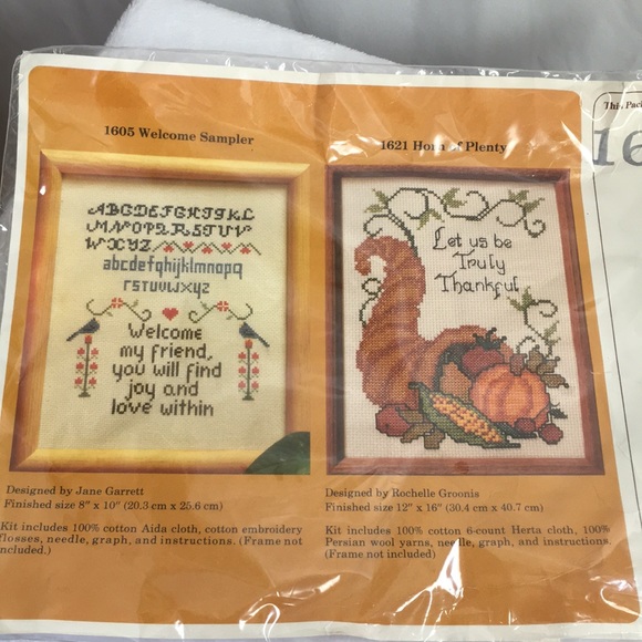 Creative vintage cross-stitch pattern Welcome Sampler & Horn of Plenty - Picture 2 of 6